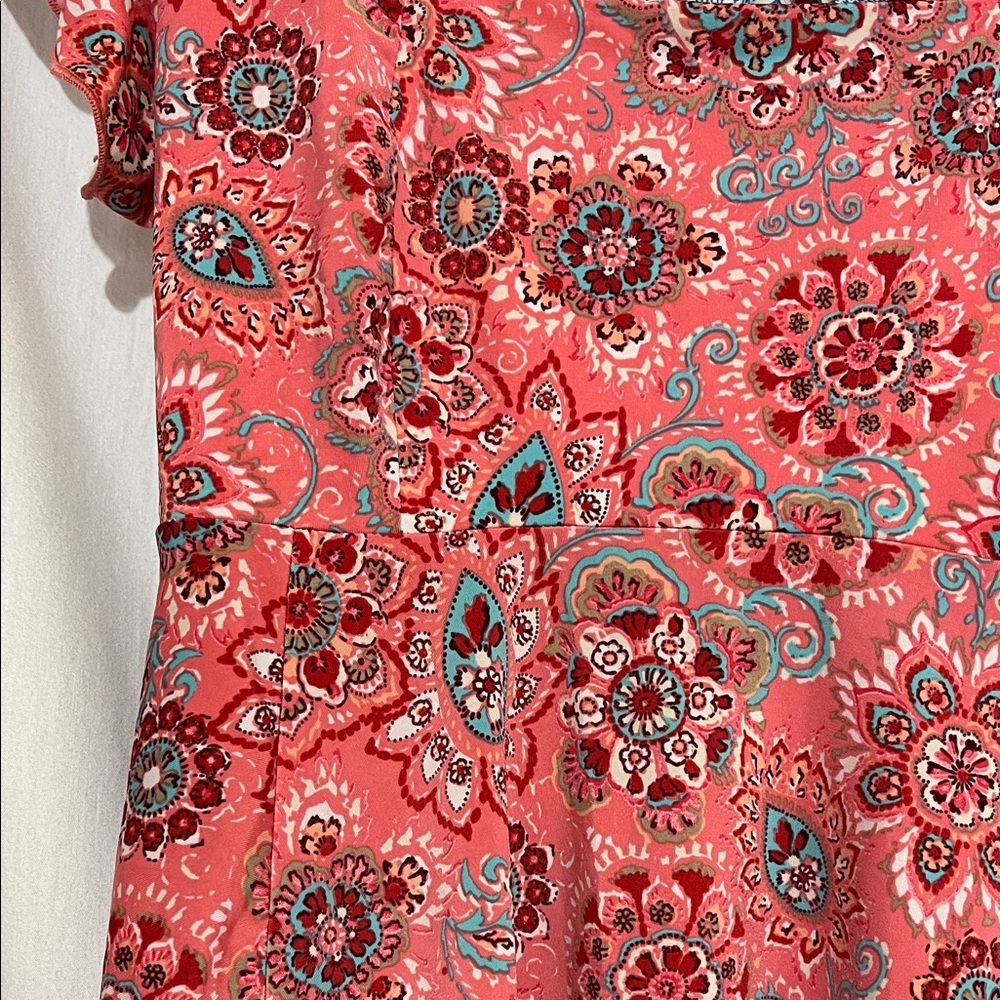 Announcements Maternity Womens Floral paisley Square-Neck Top in Coral Pink - Picture 3 of 11